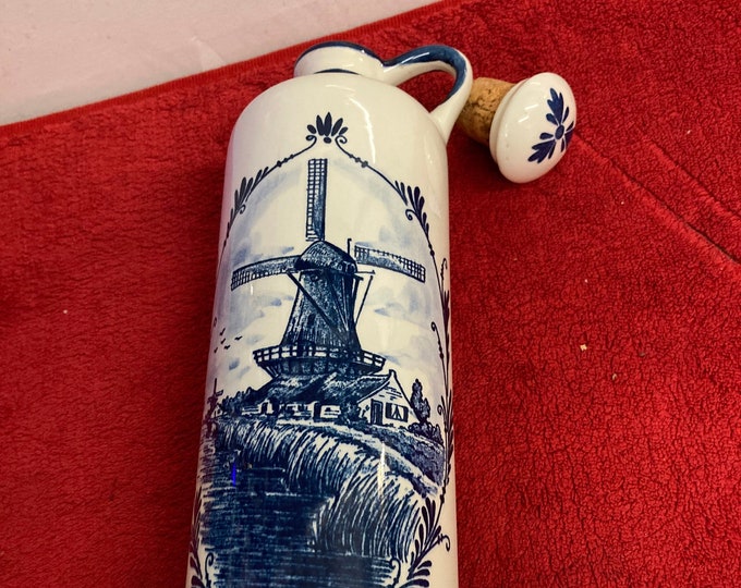 Vintage Hand Painted Blue Delft Jug Mill, by Royal Goedewaagen Made in Holland