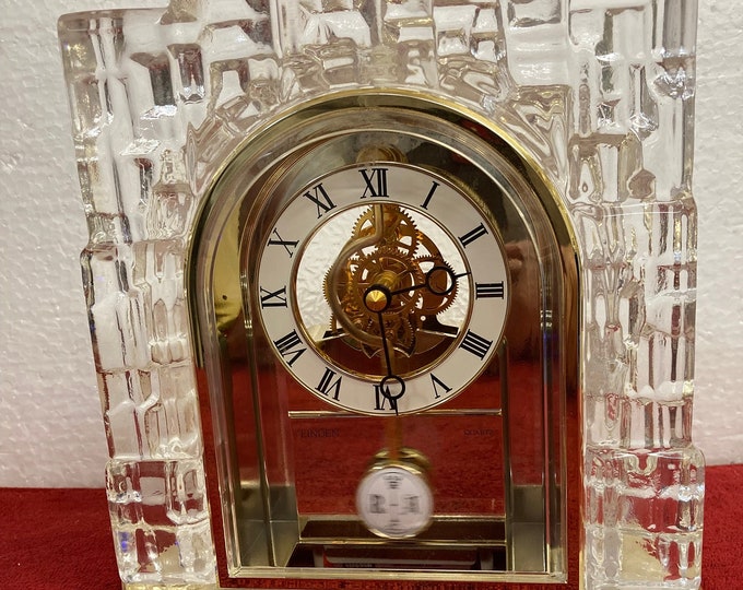 Art Deco  Crystal  Glass  Skeleton Clock by Linden