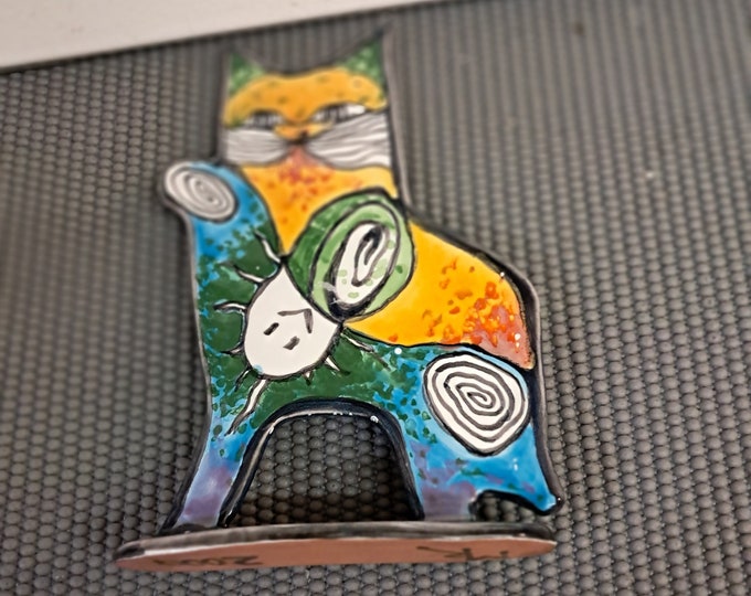 3D Hand Painted Art Deco  Cat