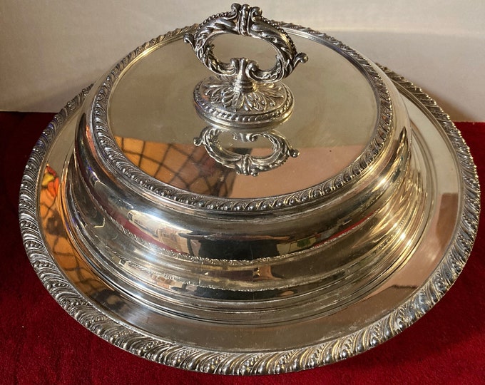 Silver Plate Footed Round Covered  3 Pcs Serving Dish