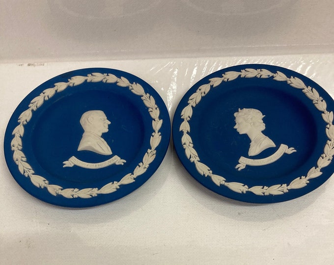 Pair of Wedgwood Jasper Ware Commemorative Dishes