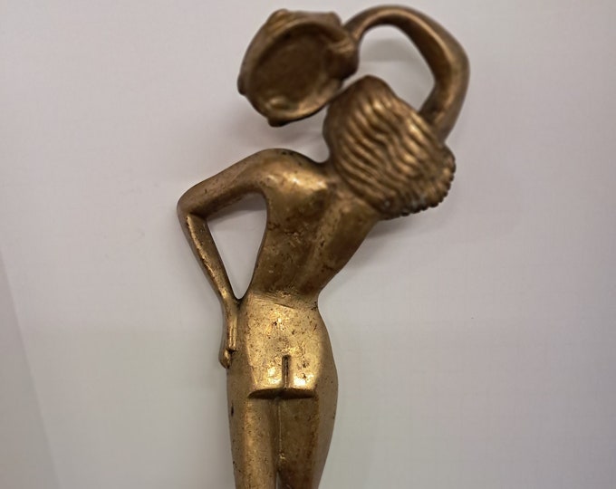 Vintage Bronze Nude Tambourine Dancer Sculpture ,Bronze Nude Tambourine Dancer
