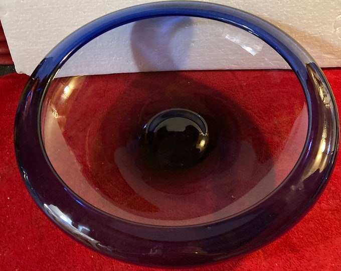 Vintage Handmade Cobalt Blue  Centerpiece Bowl