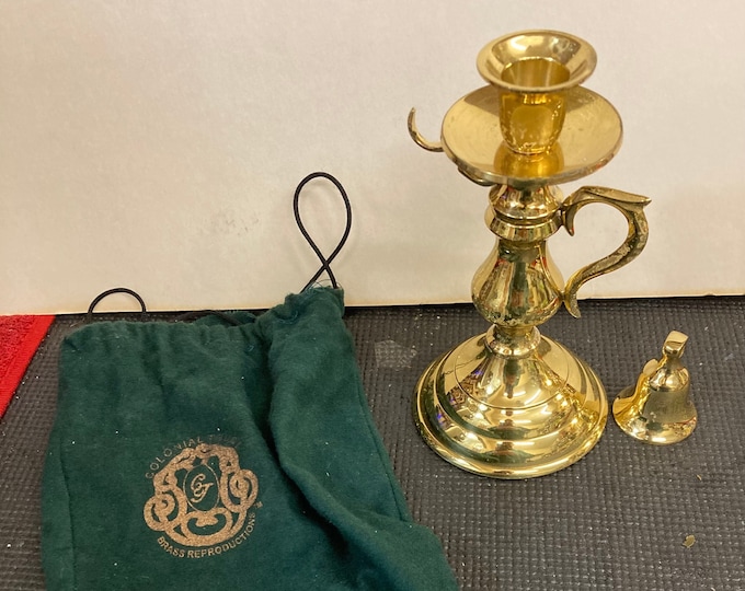 Colonial Trust Gold Tone Brass Candlestick with Snuffer