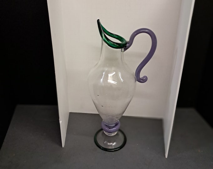 Art Deco Handmade  Clear Body / Multicolor Pitcher