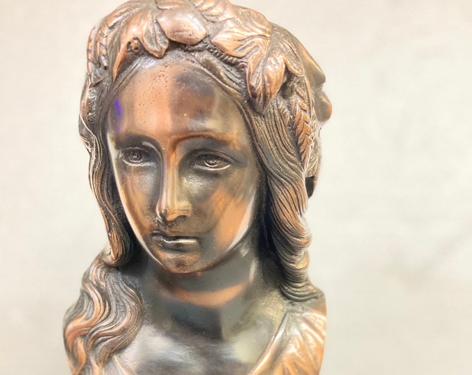 Handcrafted Bronze and Copper  Bust of A  young Lady
