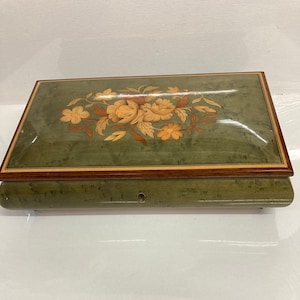 Vintage Rouge Swiss Musical Movement Jewelry  Box
