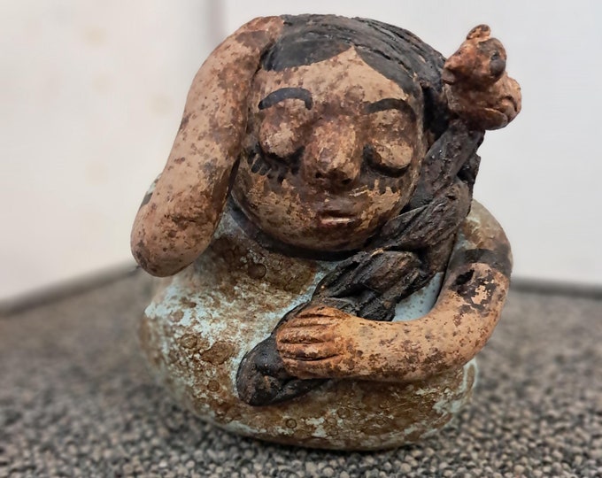 Terracota Clay Art Studio Pottery Painted Woman Spiritual  Figurine