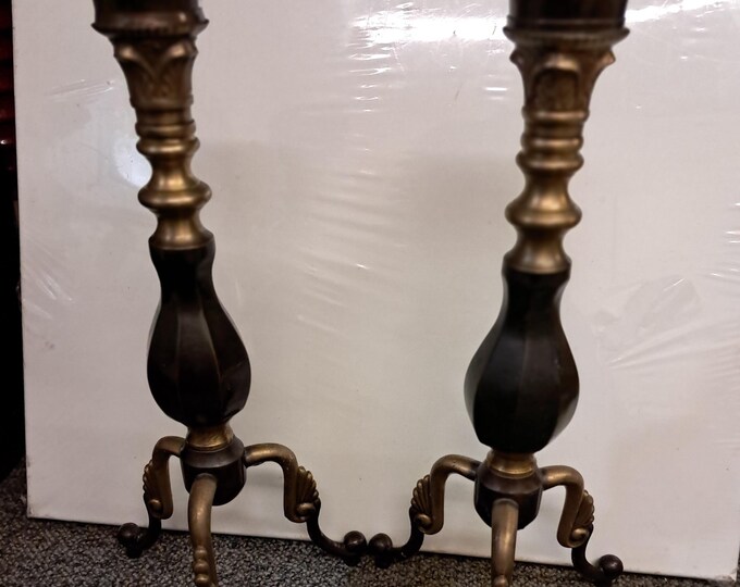Pair of Brass &  Marble 3 Footers Candelabras Victorian  Style