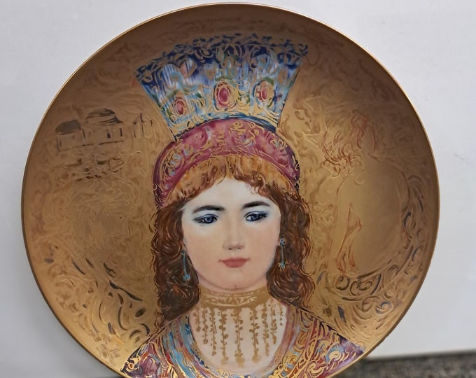 Edna Hibel "Bathsheba" Plate: 24k Gold, Bavaria, 1982