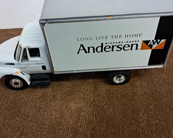 New Ray 1:43 Scale Diecast Model of an International 4200 Box Truck, Anderson Window.