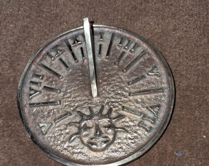 Vintage Brass Sundial with Sun and Roman Numerals