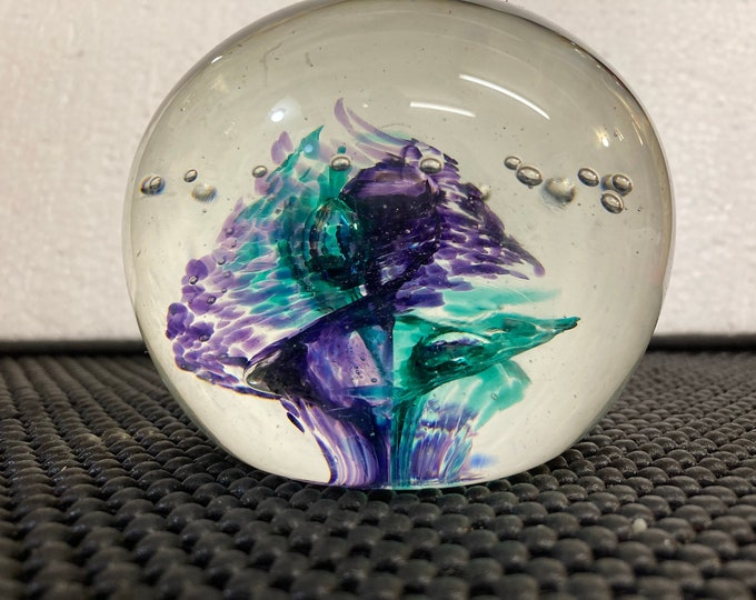 Heavy  Multicolor Wind Tunnel and Bubble Glass Paperweight