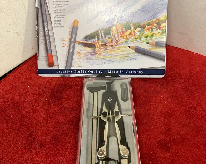 Goldfaber Aqua Watercolor Pencils (Tin of 24) & Alvin Compass Set