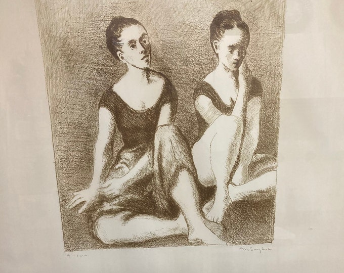 Pencil Drawing Print of Balerinas No: 4 / 100, Signed . Limited Edition