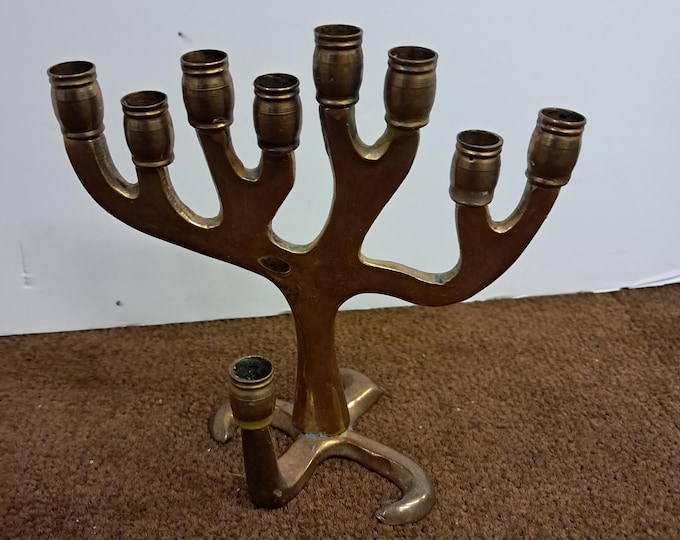 Brass Menorah: Tree of Life Design, Modern Judaica