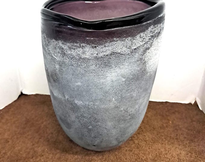Purple Cased Glass  Vase , Inner  Glazed, Handmade, Hand Crafted   Vintage   Vase