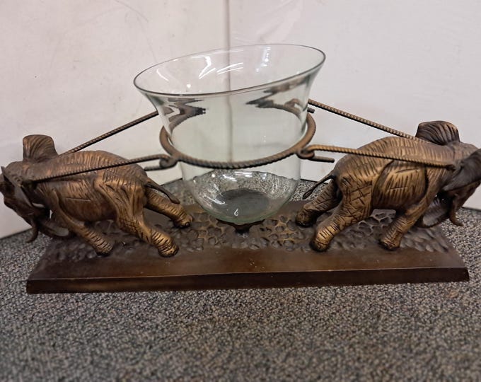 A Bronze Finish Elephant Centerpiece/sculpture