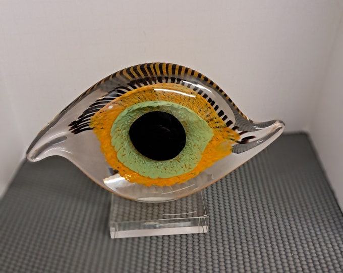 Vintage Murano Art Glass Evil Eye Paperweight Handcrafted Italian Glass Decor