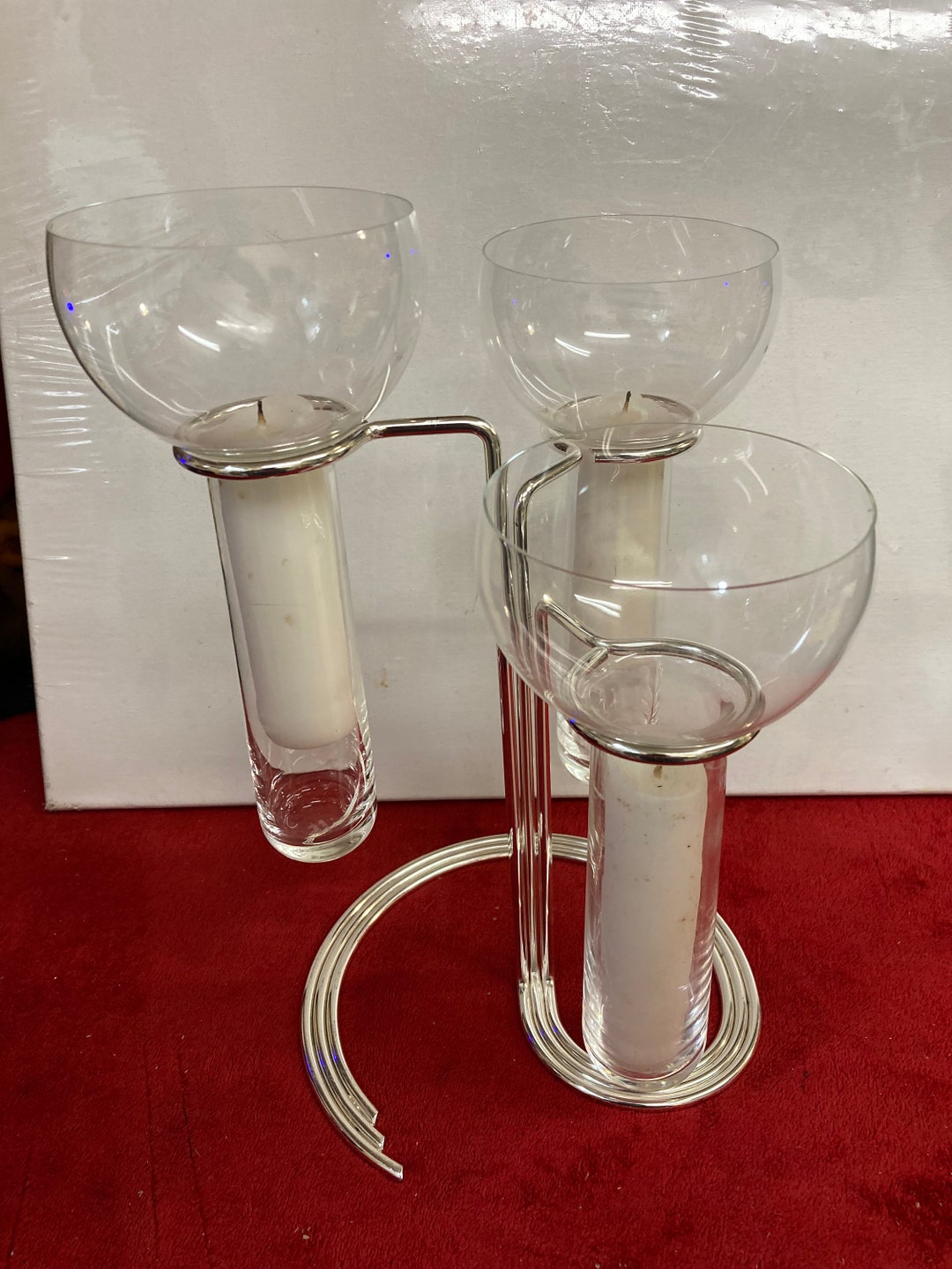 Midcentury Rosenthal Triple Glass Vase With Metal Holder Etsy