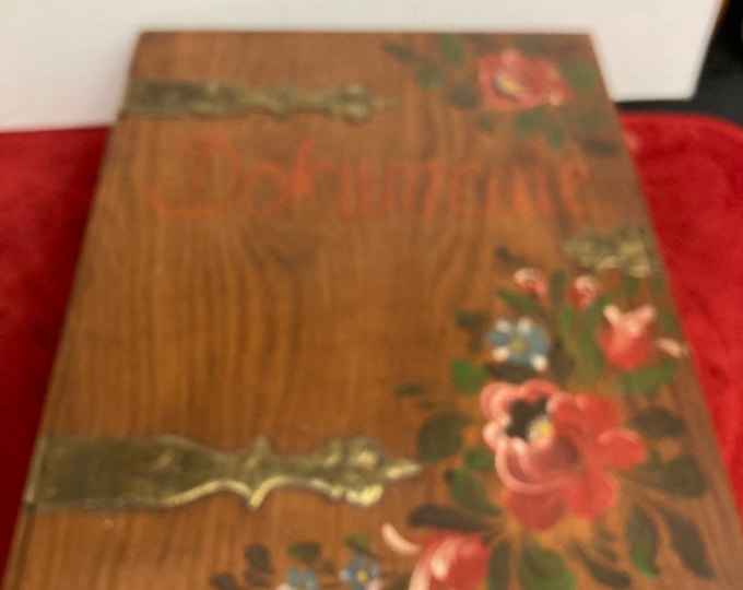 Vintage Hand Painted Rose Flowers Large Wood Chest Trinket Jewelry Box