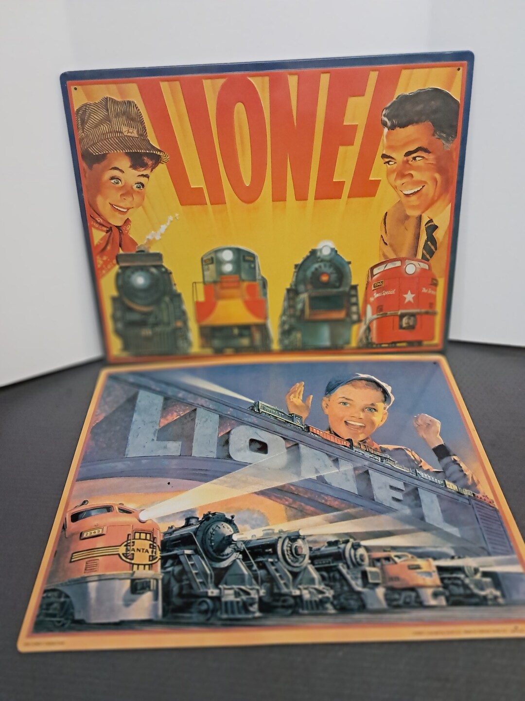 Two Lionel 1952 Catalogue Cover Metal Tin Sign Model Train Embossed Etsy