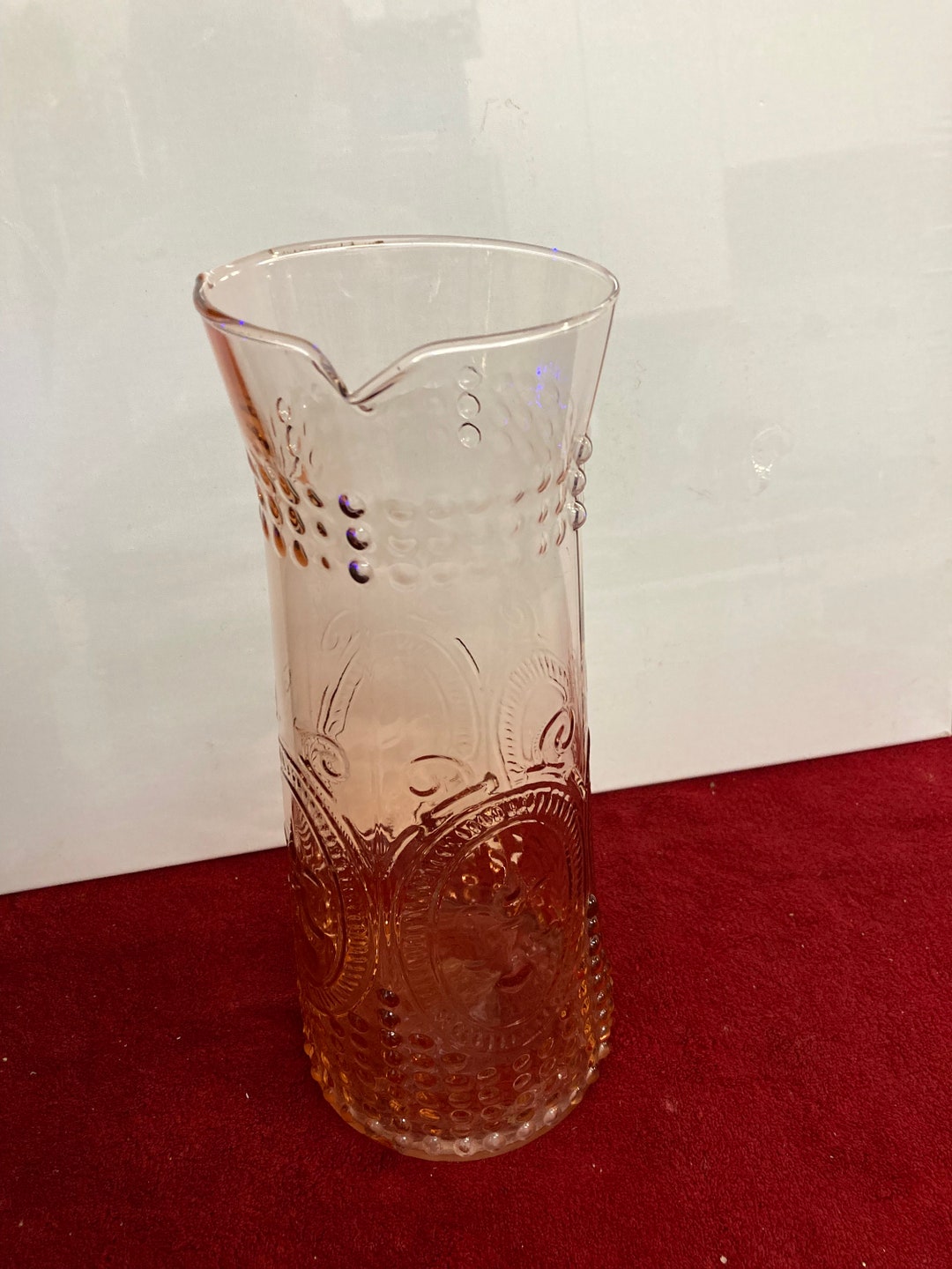 Tall Amber Glass Vase etched/engraved Etsy