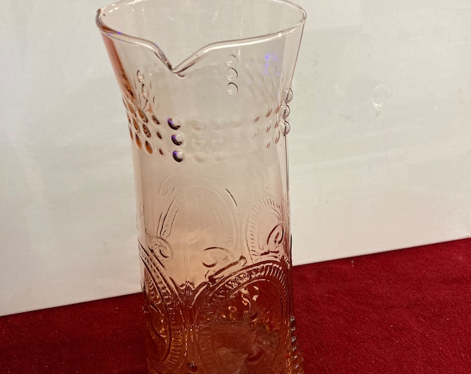 Tall Amber  Glass Vase ,Etched/Engraved