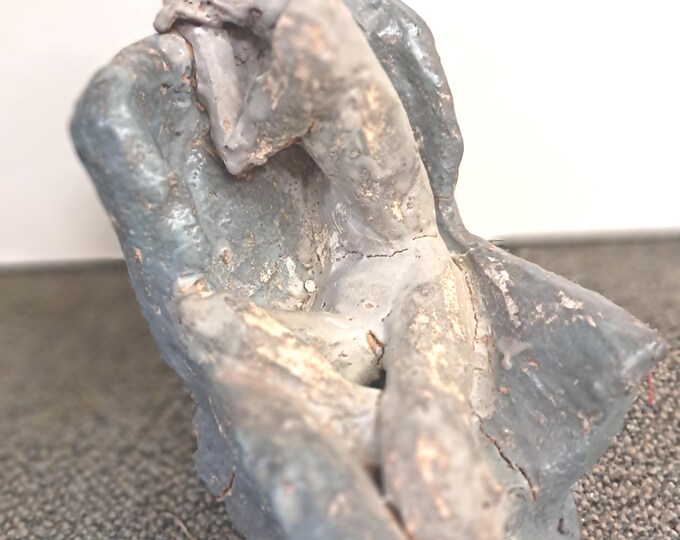 Hand Crafted  Vintage Statue, Man  Sitting on Sofa