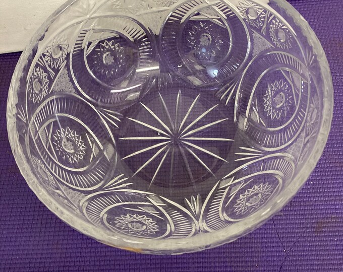 Sudety Handmade Crystal Heavy 8.5 " Bowl Made In Poland; 24% Lead PbO. Pristine!