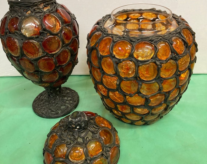 Antique Bertino's Originals Art Glass Vases