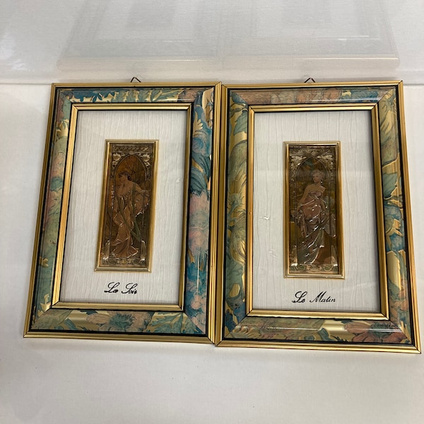 Vintage Creazioni Artistiche painted sterling Silver Framed  Artistiche Le Martin And La Joir Set Of 2