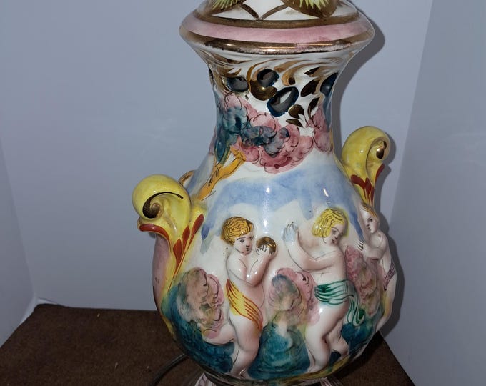 Antique Capodimonte Italian Gilt & Painted Porcelain Lamp