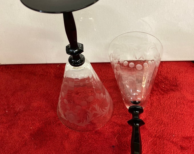 10  Champagne/Tall Sherbet Byzantine Black (Clear Bowl)