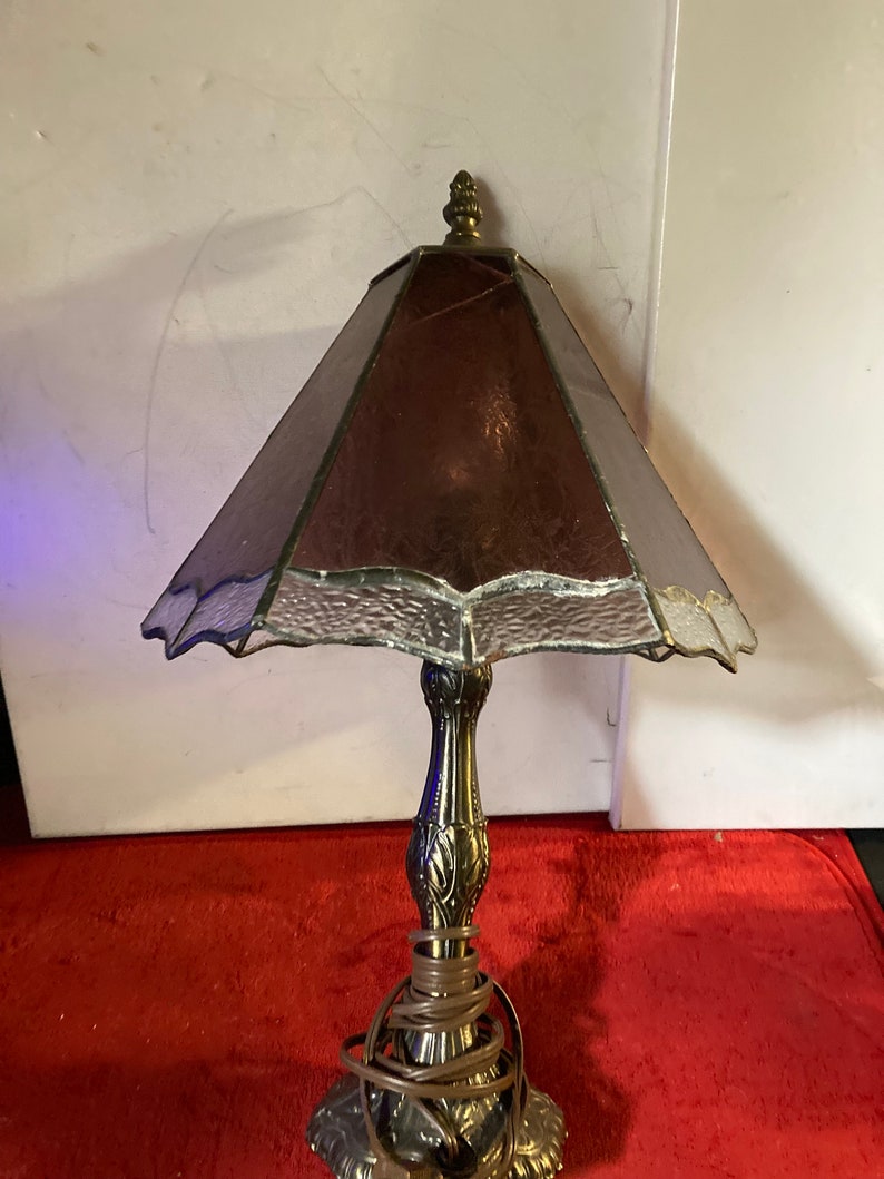 Curved Stained Glass Tiffany Style Table Lamp Etsy