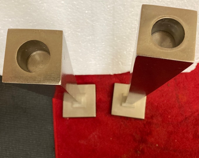 Silver Metallic   Chrome Candle Sticks Pair.