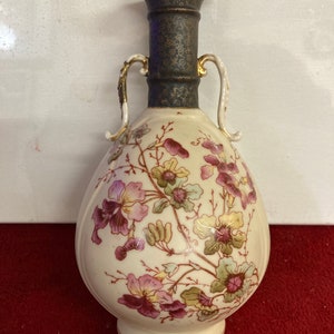 Antique Hand Painted Porcelain Art Nouveau Vase Gilded
