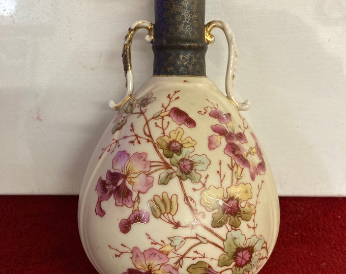 Antique Hand Painted Porcelain Art Nouveau Vase Gilded