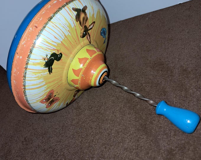 Vintage Ohio Art Tin Litho Toy Spinning Top