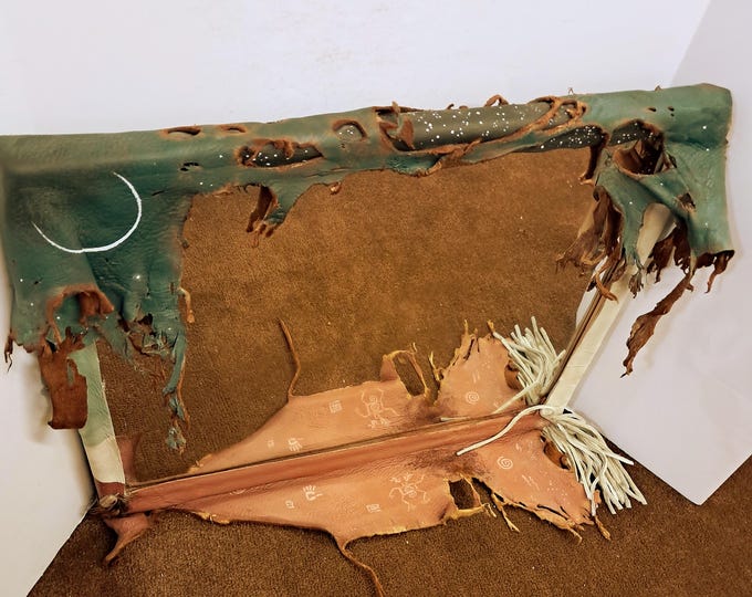 American Indian Art-Work, Leather Decorated Mirror,