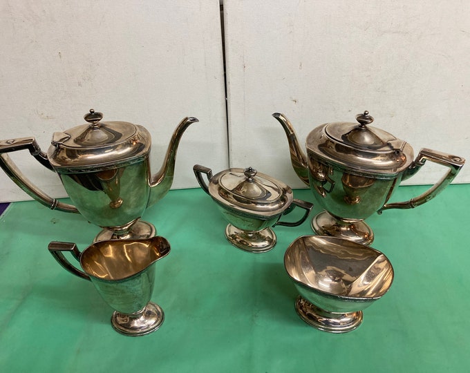 W. M. Mounts - 5 Piece Tea/Coffee Set - Homan Plate on Nickel Silver - No. 0660