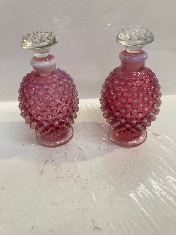 Fenton Cranberry Opalescent Hobnail Pink Glass Per