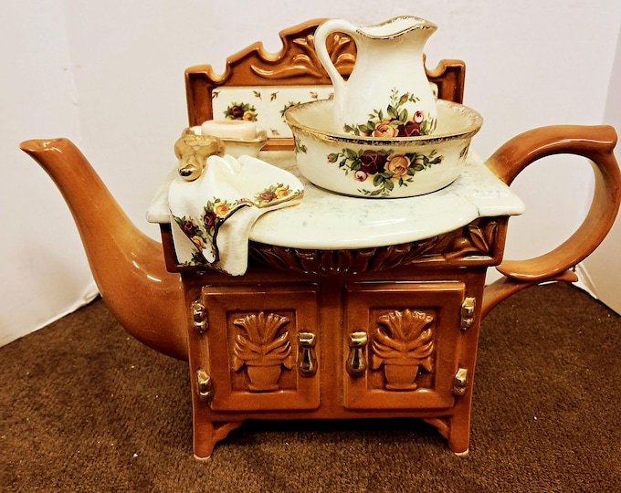 Royal Albert Old Country Roses Washstand Teapot, Designed by Pul Cardew