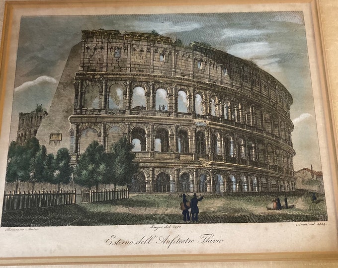 Esterno Dell Anfiteatre Flavio Lithograph.Domenico Amici,Disegno Dal Vero.E Incise Nel 1834
