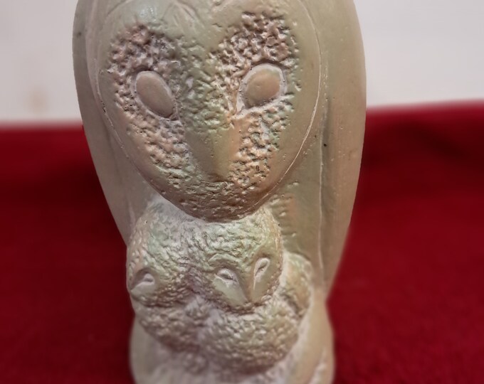 Grete Schuller Motherhood Owl Family Sculpture Alva Museum '65 AMR Light Green