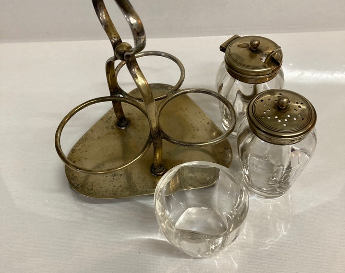 Antique English Silver Elecroplate EPNS H&Co set of 3 Condiment pieces