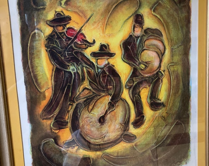 Artist proof abstract lithograph by Raymond Reynolds "Jewish Band"