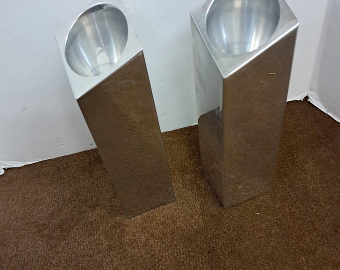 Nambe Set Of Two 1996-6114  By Fred Bould Candle Holders