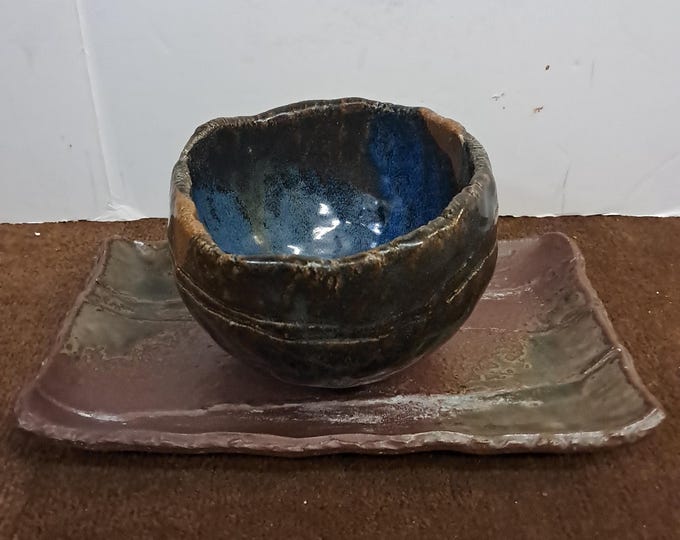 Handmade Ceramic Bowl & Plate  Set. Stoneware