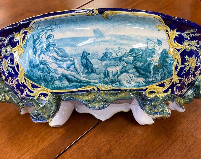 Vintage Handmade ,Hand Painted Large Centerpiece Bowl,Made In Italy